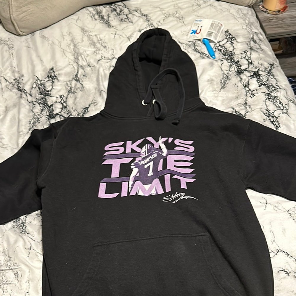 Black Hoodie with Purple Graphic